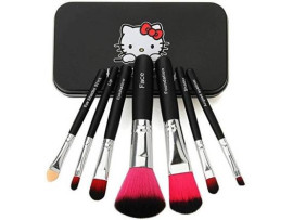 Hello Kitty High Quality Make-Up Brushes with black tin box  (Pack of 7)